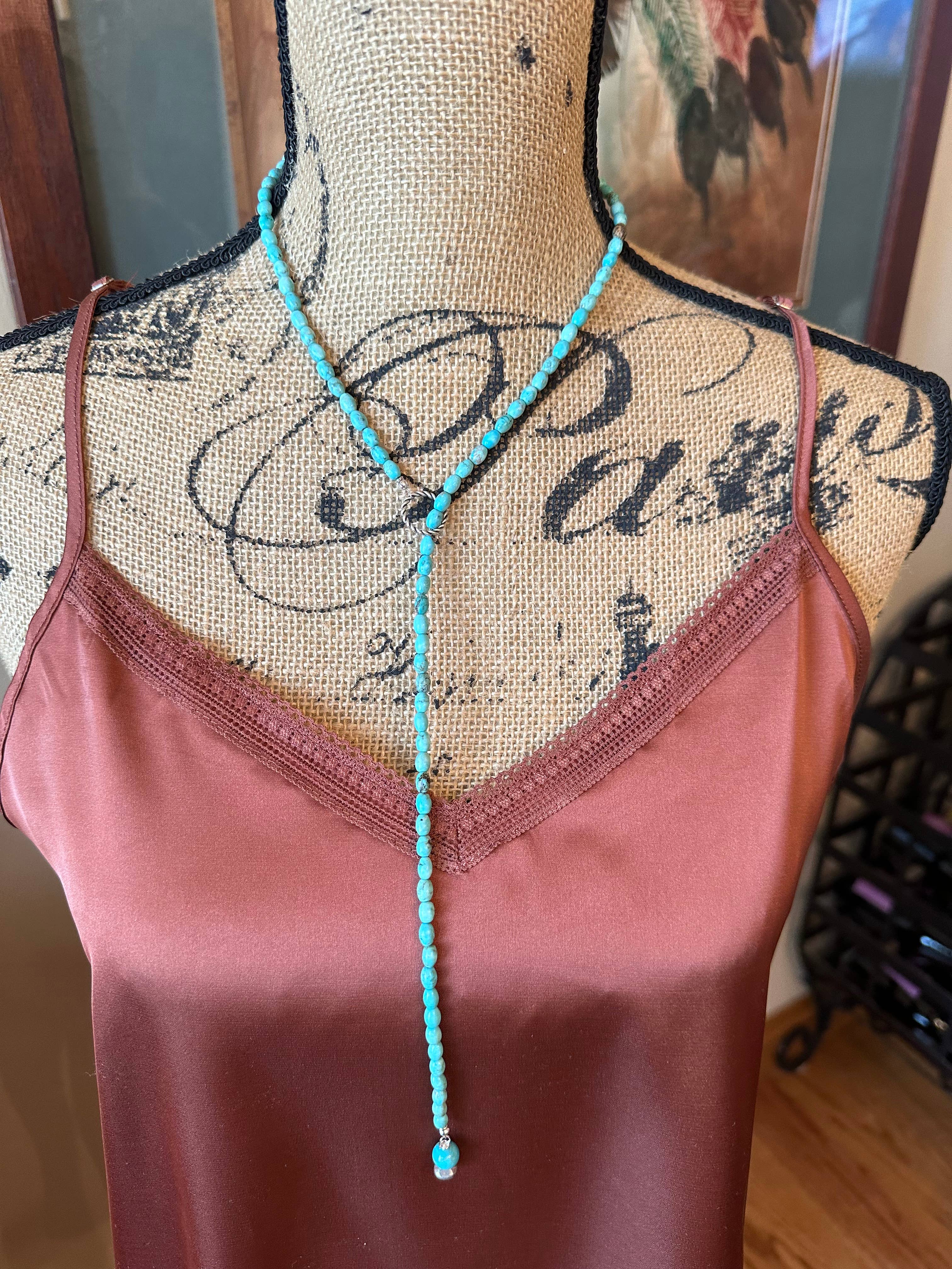 Fleurdesignz Western Jewelry – wholesale Y-neck/lariat necklace – Turquoise Lariat; Adjustable Layering Necklace1