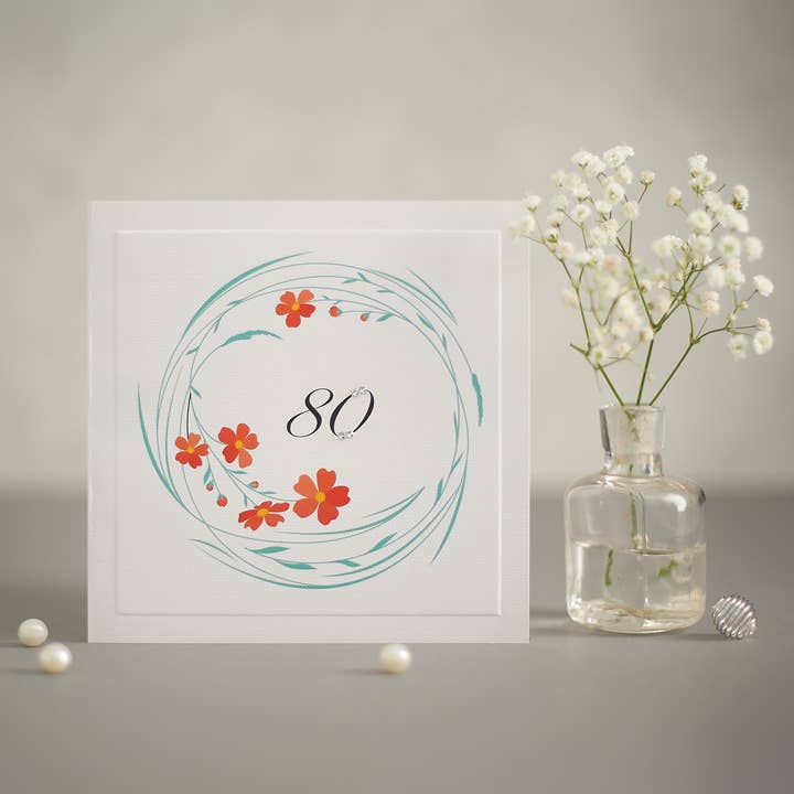 Cartão comemorativo do 80º aniversário - PRIMAVERA 028 por atacado de Mrs Lovesy