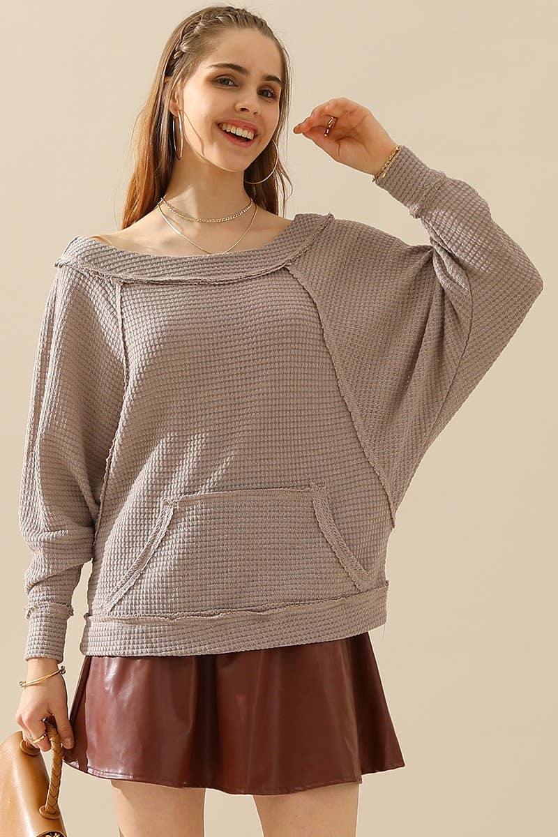 NINEXIS - Wholesale Knit Top - Women's - CWTTL723-P-M_BOAT NECK POCKETED PULLOVER SWEATER KNIT TOP9