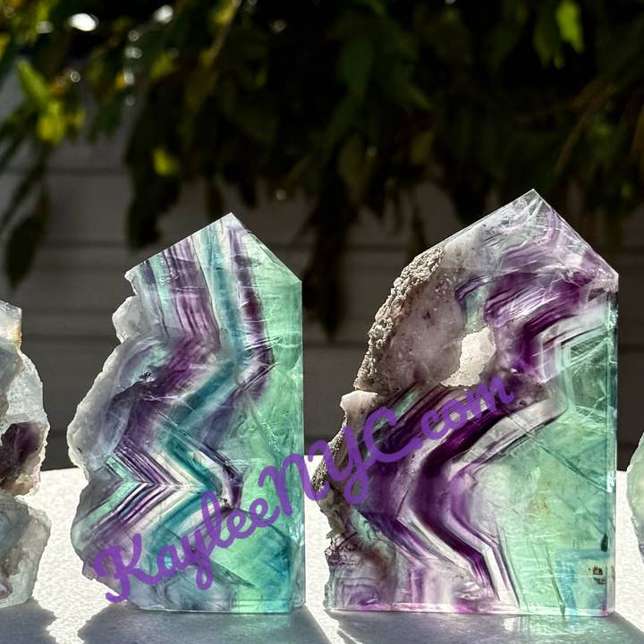 KayleeNYC - Wholesale Spiritual Stone/Crystal - 3-5 PCs Natural Fluorite Obelisk Point Crystal Energy2