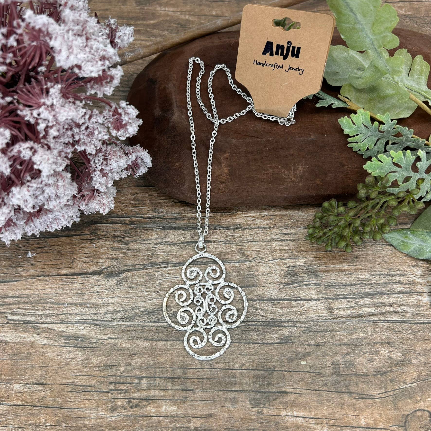 Anju Jewelry - Wholesale Pendant/Charm Necklace - Silver Plated Pendant Necklace - Filigree1