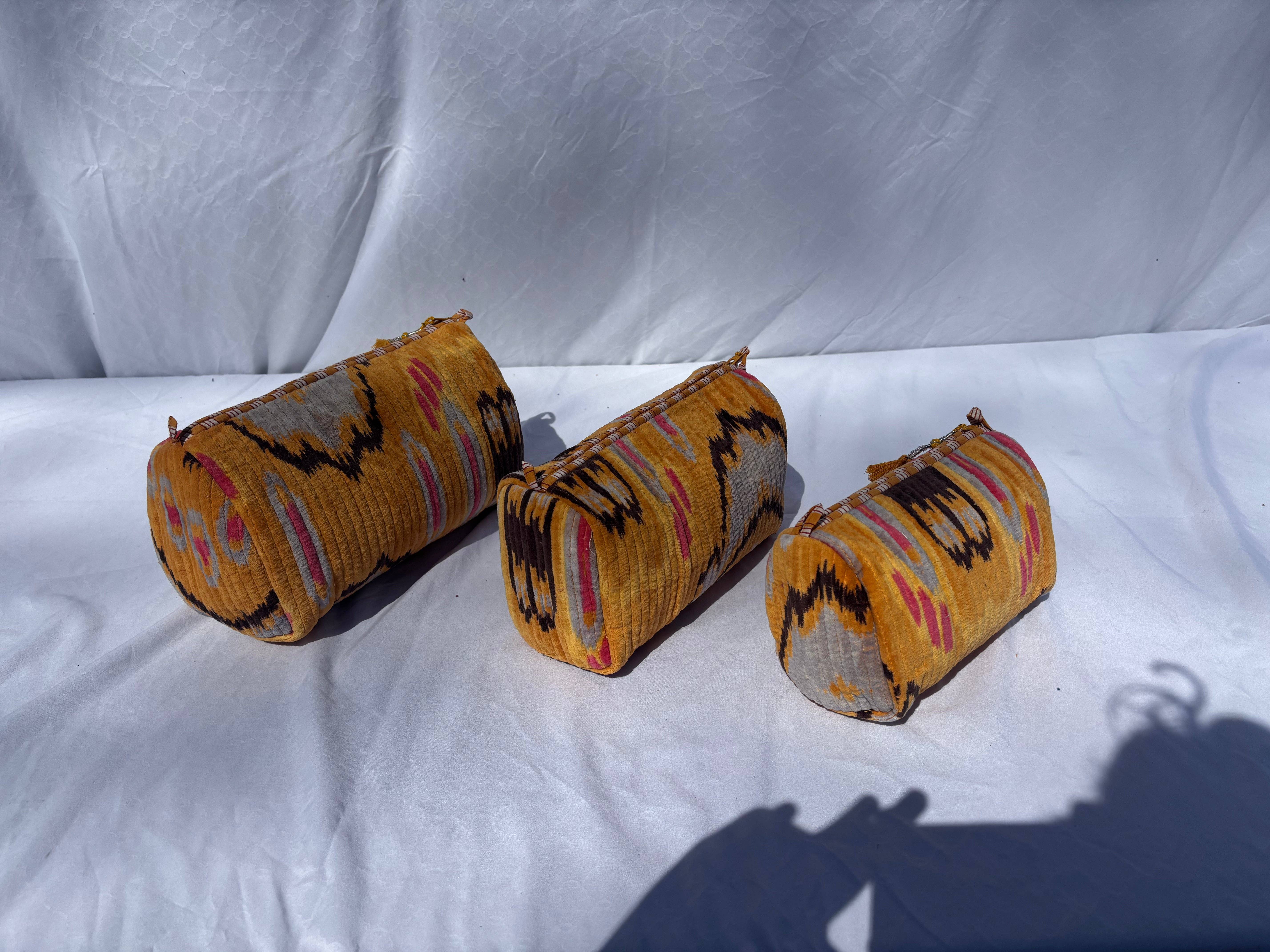 Tibet Handicrafts LLC - Wholesale Travel Set - Orange Velvet 3 Piece Travel Set4