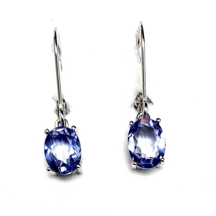 Twan Kee Jewelry - Wholesale Dangle Earrings - Oval Cut Helenite Dangle Earrings in Silver