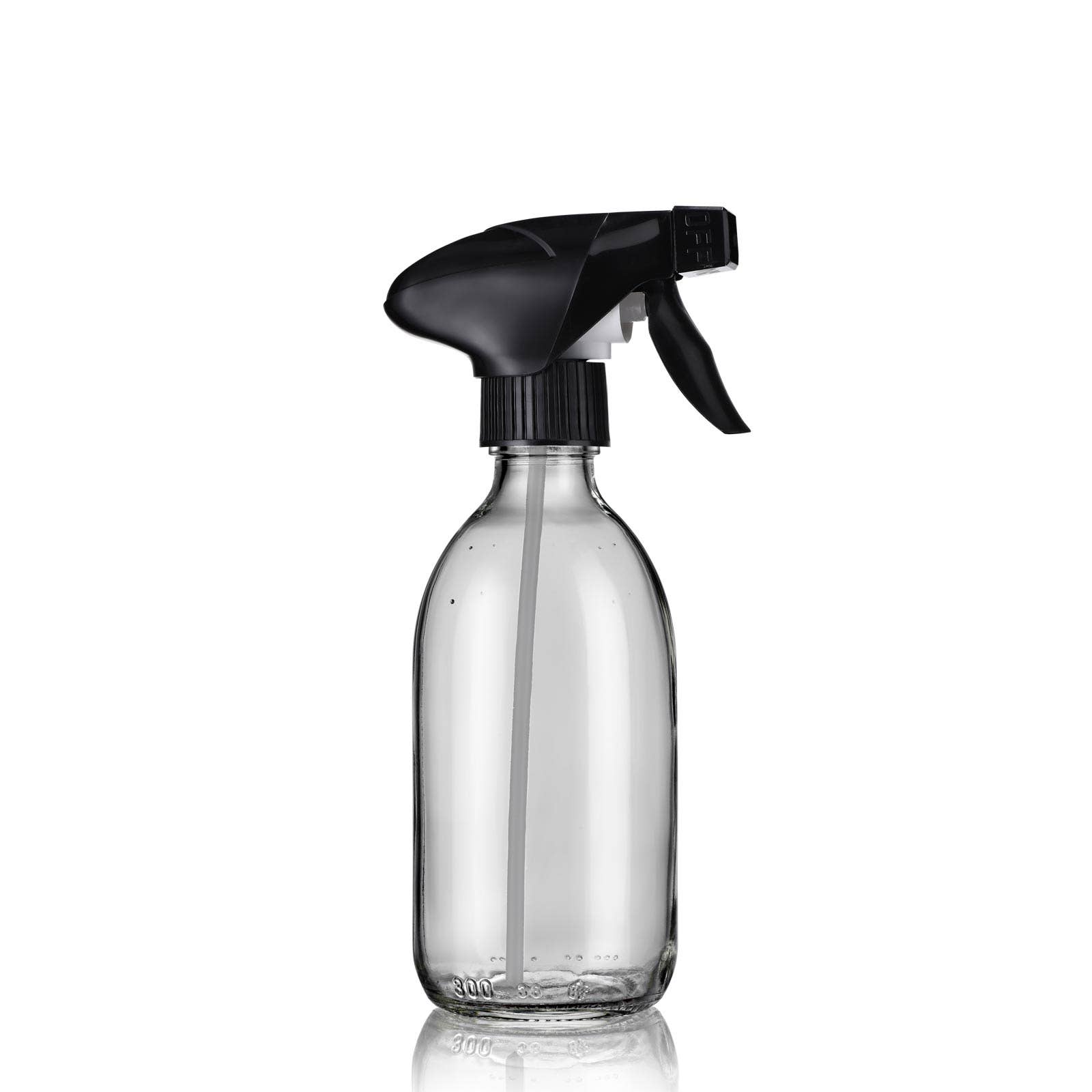 Little Pots - Wholesale Spray Bottle - Refillable black trigger spray bottle in white glass0