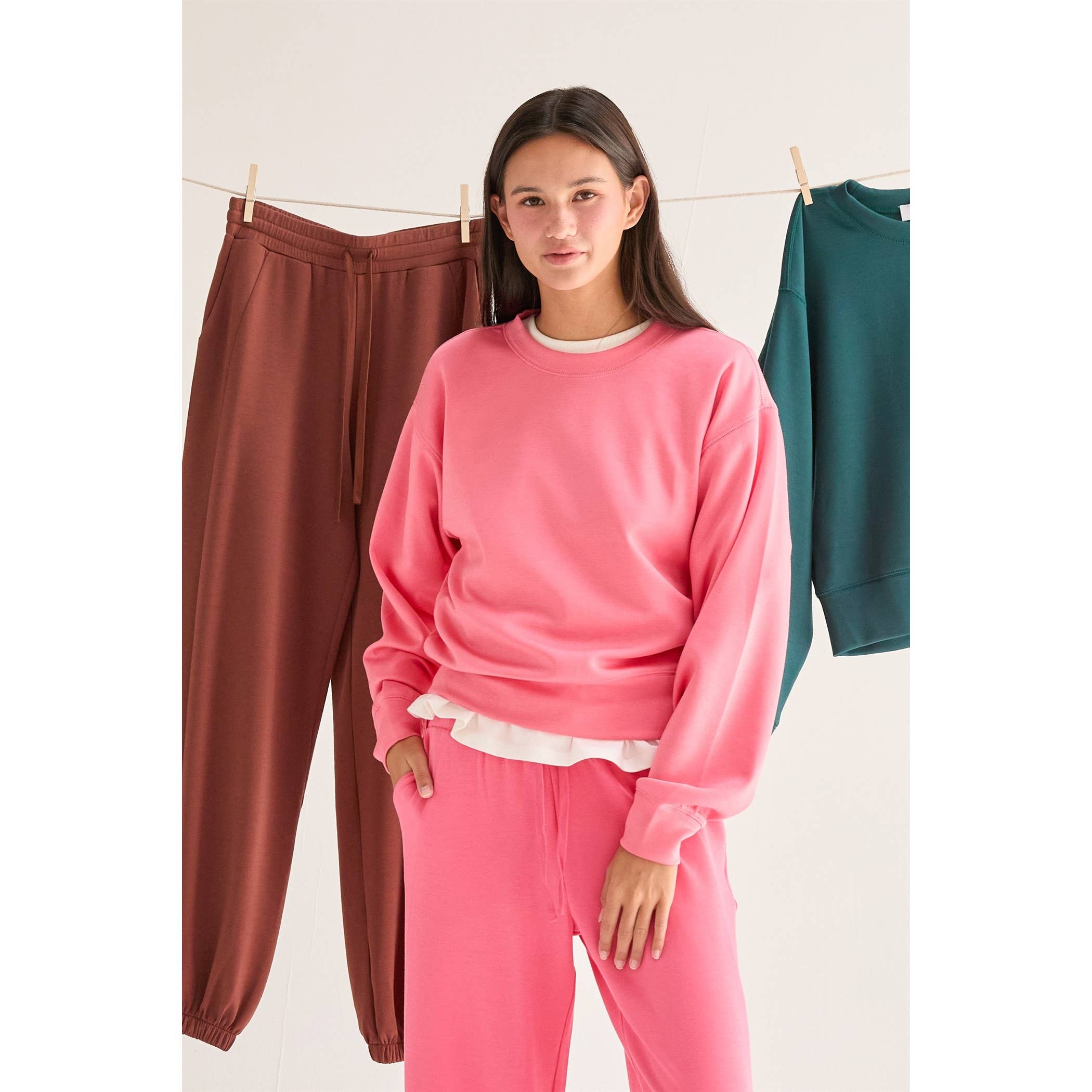 Double Zero – wholesale Sweatshirt - Dam – Dubbelstickad sweatshirt med rund hals32