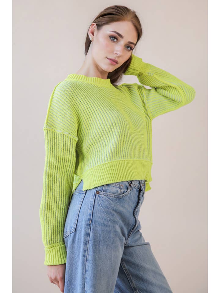 VERY J - Wholesale Pullover-trui - Dames - 12W3092N-Tweekleurige gestreepte trui met casual strepen29