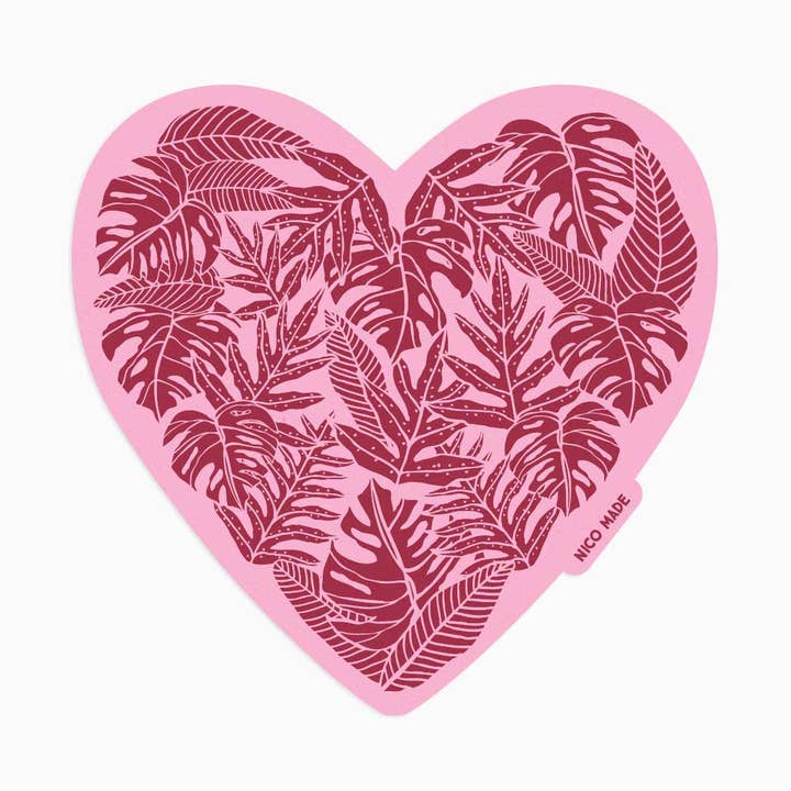 Fern Heart Pink - Sticker for wholesale by Nico Made by Nicole Ferrara