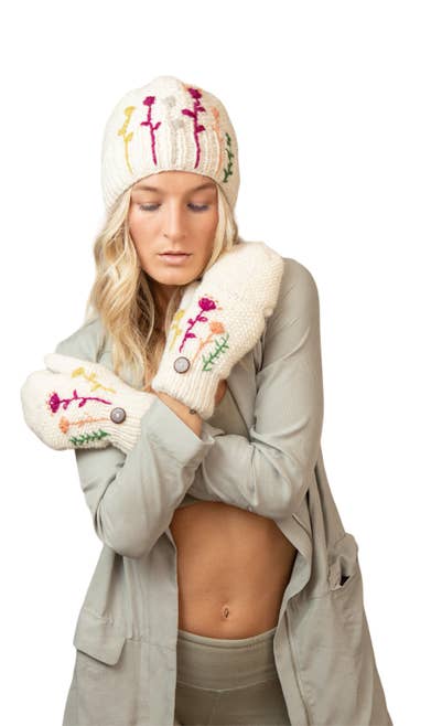 Earth Divas - Wholesale Beanie - Women's - White Wool Knit Cap Beanie Karishma2