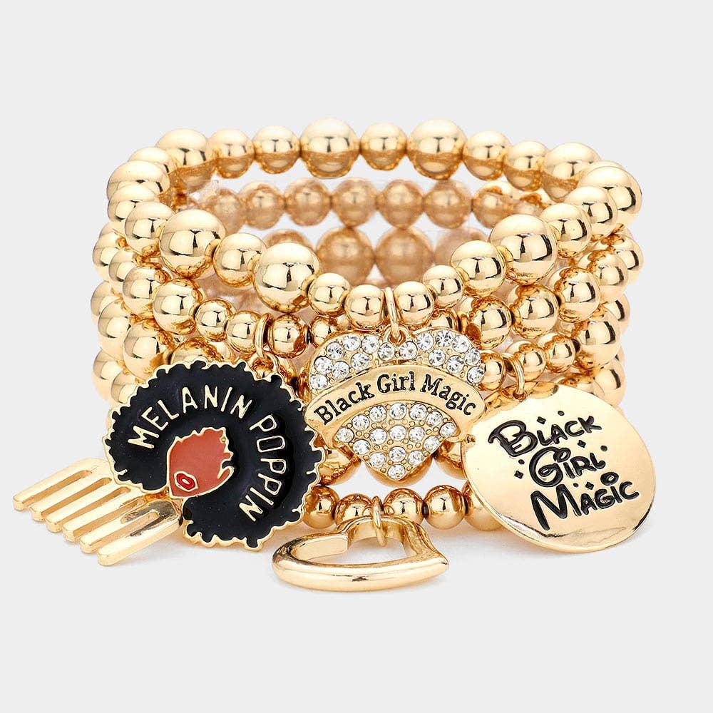 Sensibling Corp. - Vente Parures de bijoux - 5PCS - Magie des Filles Noires Divers Charms Multi Couches Élastique2