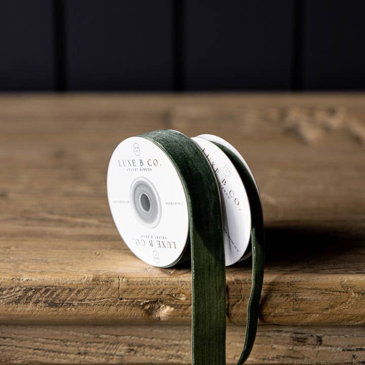 Luxe B Co - Wholesale Ribbon - Gift Wrapping - Ribbon Forest Green Velvet Holiday Decor
