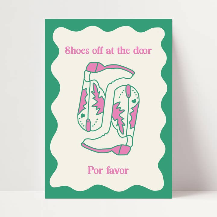 'Shoes Off At The Door, Por Favor' Print for wholesale by Mia Rose Studio