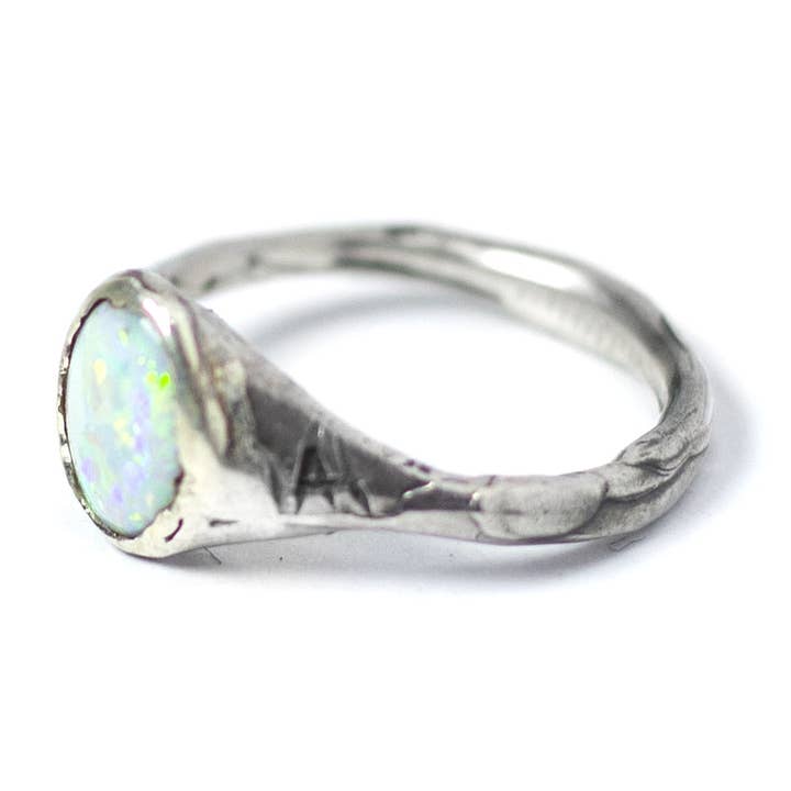 Mini chevalier ring with opal for wholesale by Arlo Haisek
