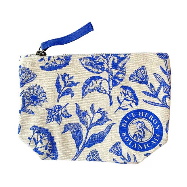 Botanical Herbs Print Cosmetic Bag for wholesale by Blue Heron Botanicals