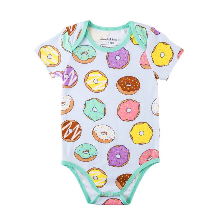 Body à manches courtes en bambou pour bébé - Donuts pour la vente par Dreamland Baby