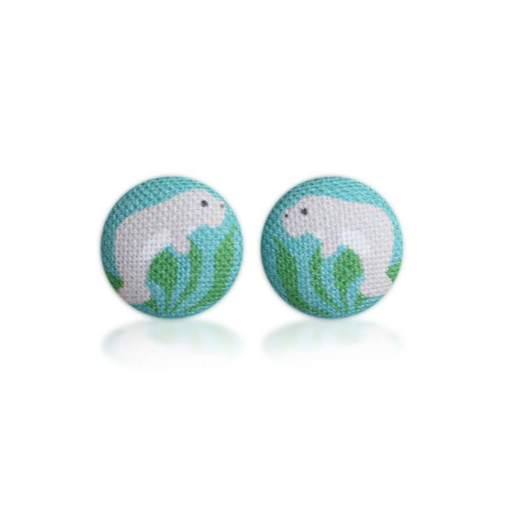 Rachel O's - Wholesale Stud/Post Earrings - Manatee Fabric Button Earrings4