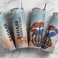 Bad Ass American Bitch adult humor patriotic tumbler for wholesale by Countryside Savage