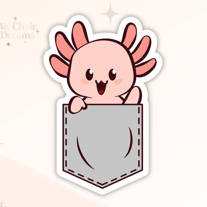 Pegatina Axolotl de bolsillo para venta al por mayor de Big Chair Dreams
