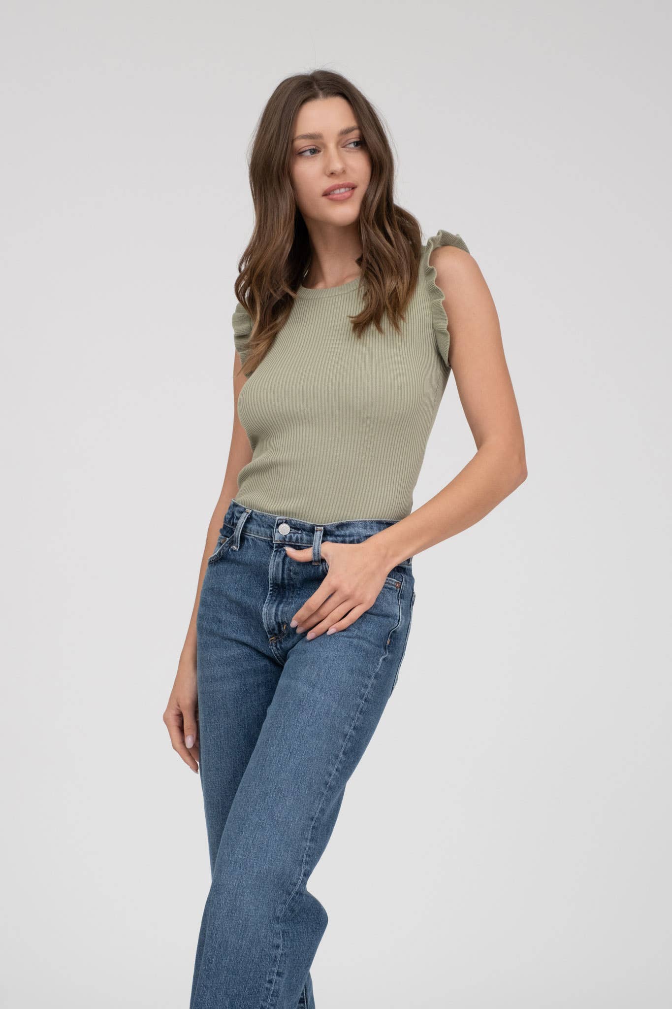 The Workshop Studio - Wholesale Knit Top - Women's - RUFFLE SLEEVELESS SWEATER KNIT TOP18