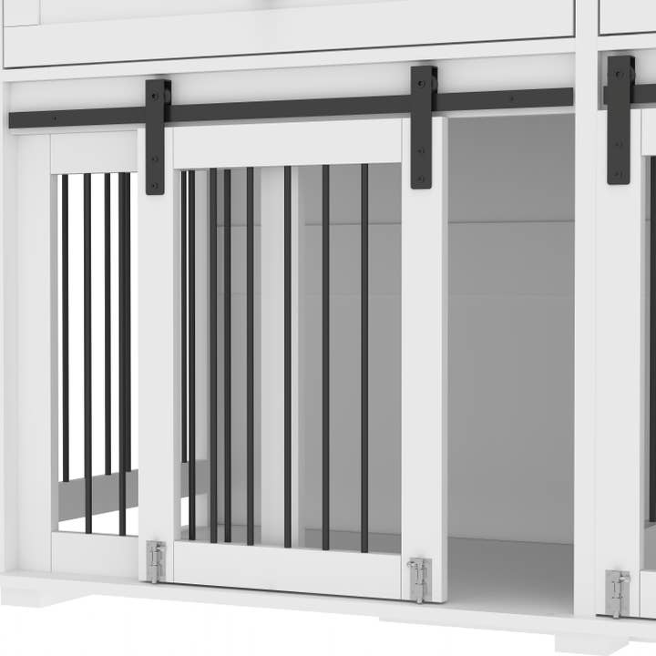 63" Double Dog Crate with Sliding Doors & 2 Drawers, Wooden for wholesale by 39F Inc.