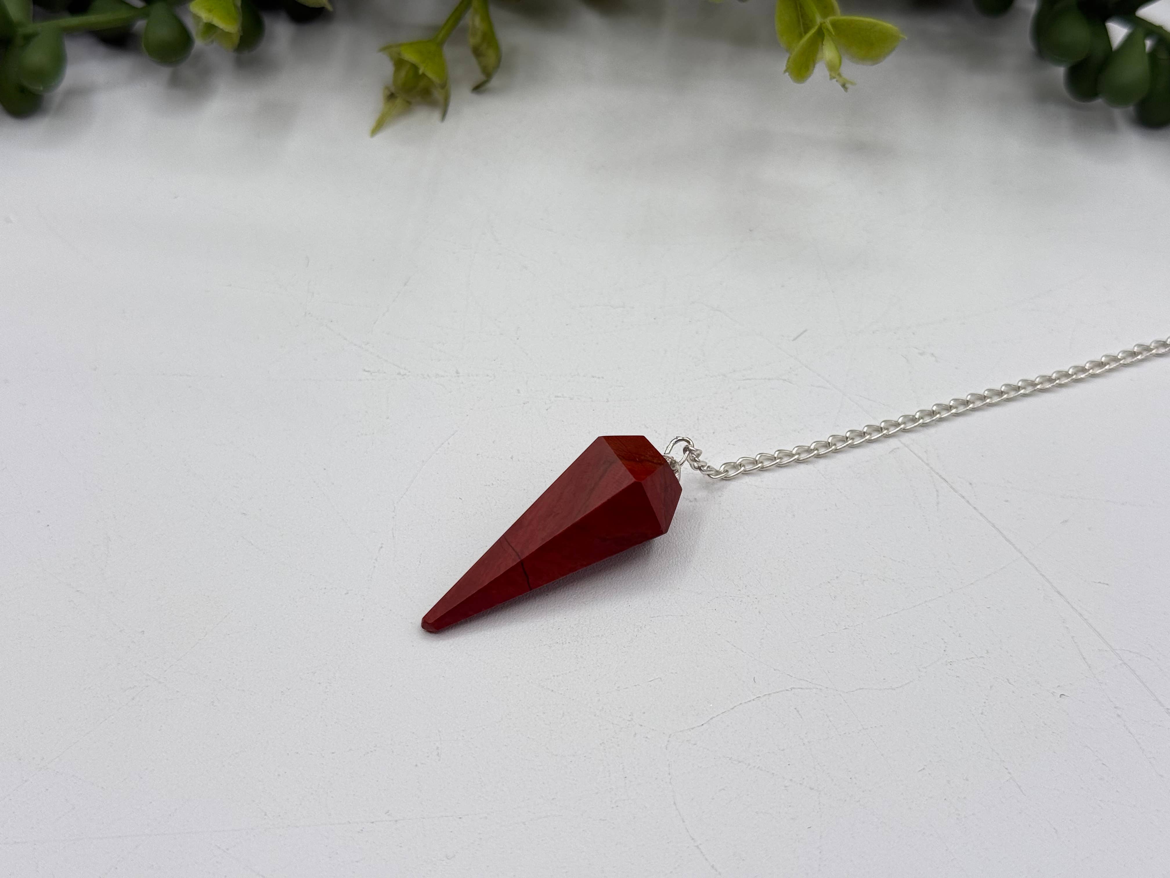 Meraki Gemstones - Wholesale Pendulum Board - Red Jasper Gemstone Pendulum w/Silver Plated Chain 4
