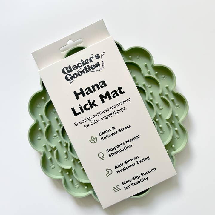Glacier's Goodies - Wholesale Pet Food Mat - Dog - Hana Lick Mat – Floral Enrichment Mat (8”) – Sage Green0