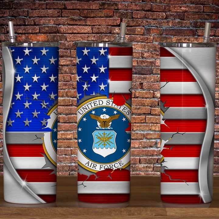Metal Flag Air Force for wholesale by Triple D's Tumblers n More
