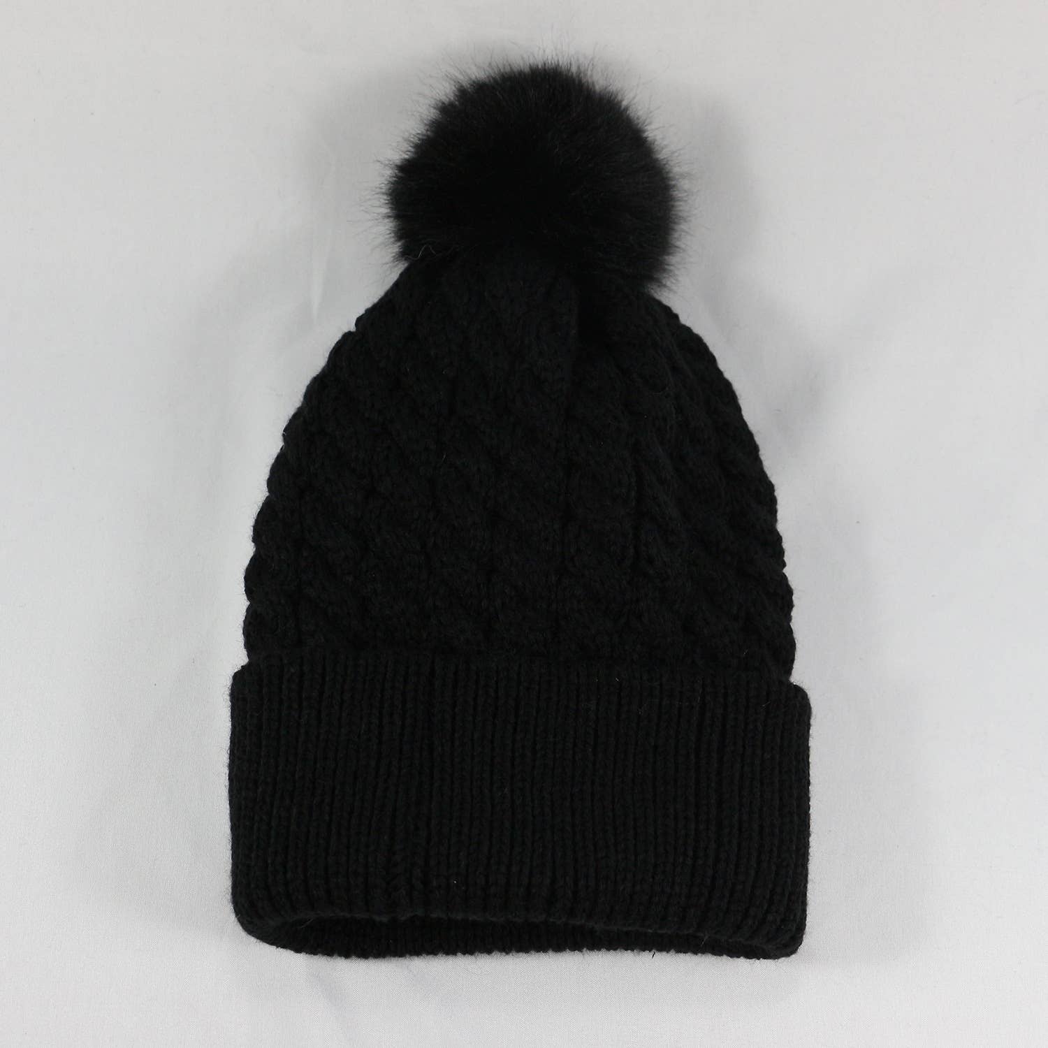 MKS America - Wholesale Beanie - Women's - Twist satin-lined removable pom-pom beanie0