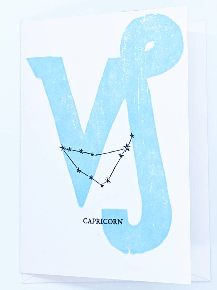 Astrological Zodiac Sign - Original Wood Block Printed Card for wholesale by Wingedprints