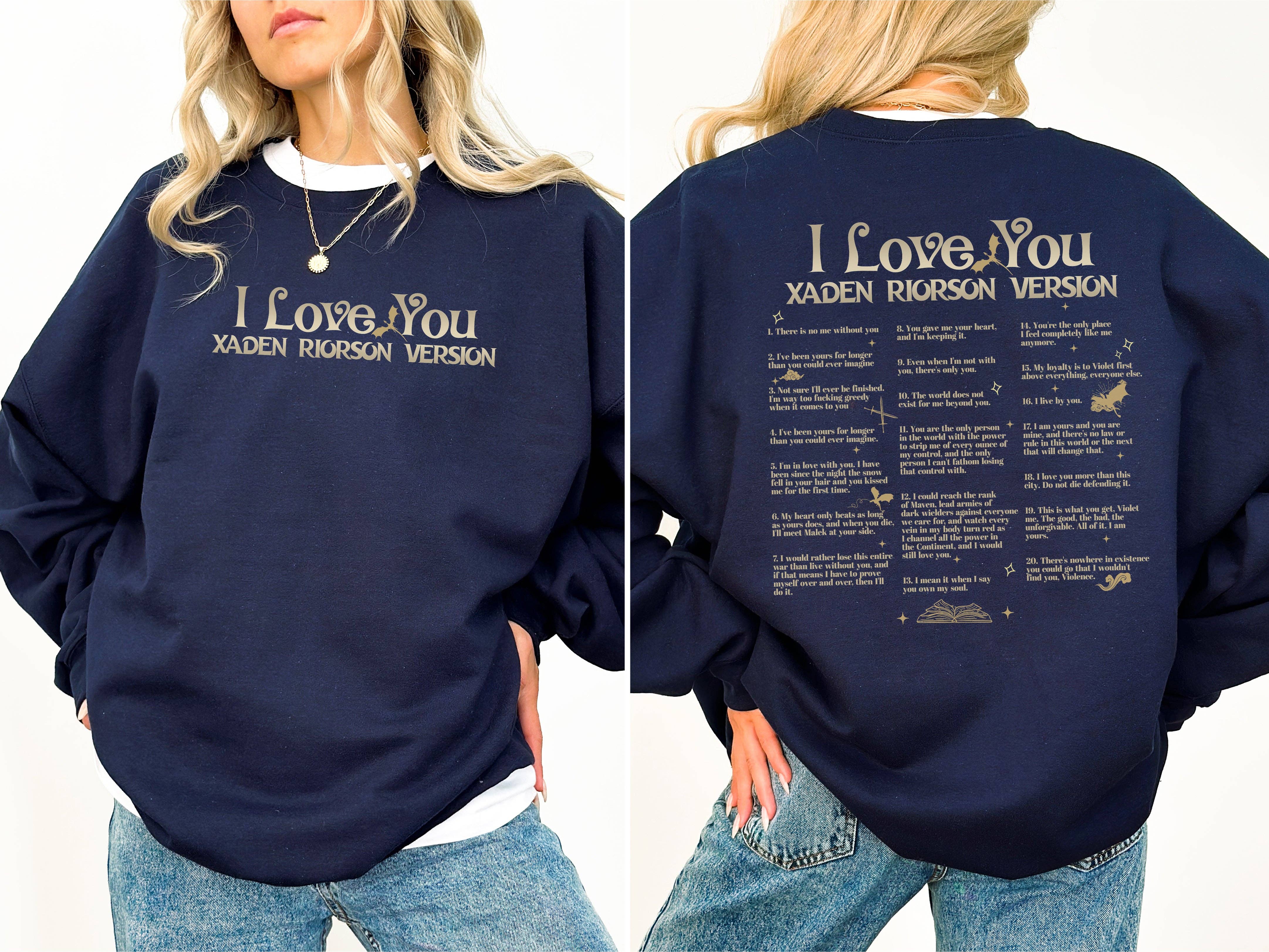 MagicMerchEmporium – Großhandel Sweatshirt mit Grafikdruck – Damen – "Ich liebe dich - Xaden Riorson Version" Sweatshirt - Fourth Wing0