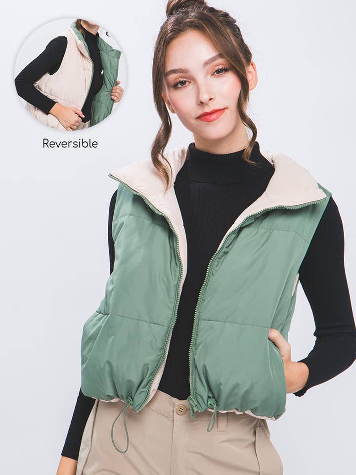 42POPS - Wholesale Outerwear Vest - Women's - '._ Reversible Puffer Vest4