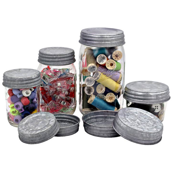 Mason Jar Lifestyle - Wholesale Jar - Galvanized Vintage Reproduction Mason Jar Lids 4 Pack