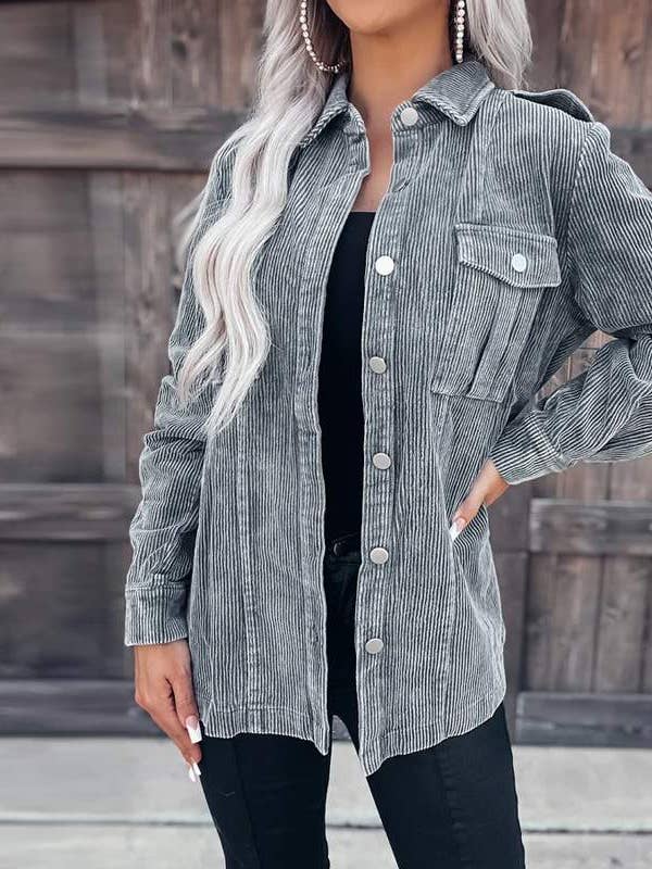 oversized cotton waffle shacket for wholesale by Queen Fashion