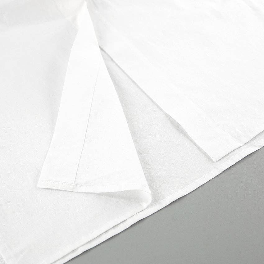 Marayn – wholesale Buttoned-down shirt – Women's – White Linen TieFront Blouse EuroChic Autumn Style0