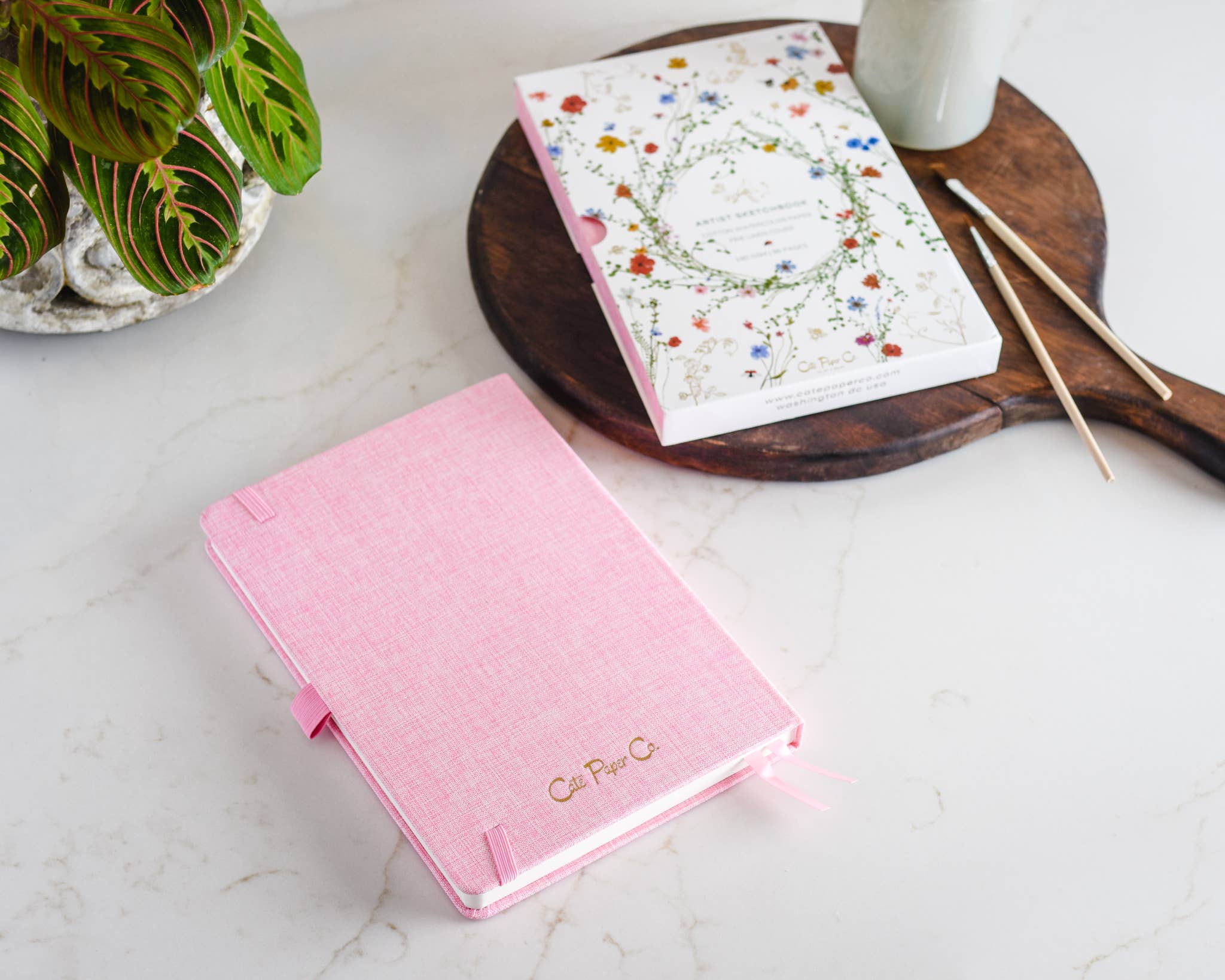 Cate Paper Co. - Wholesale Sketchbook/Sketchpad - Gold Floral Embossed Linen Cover Sketchbook 6