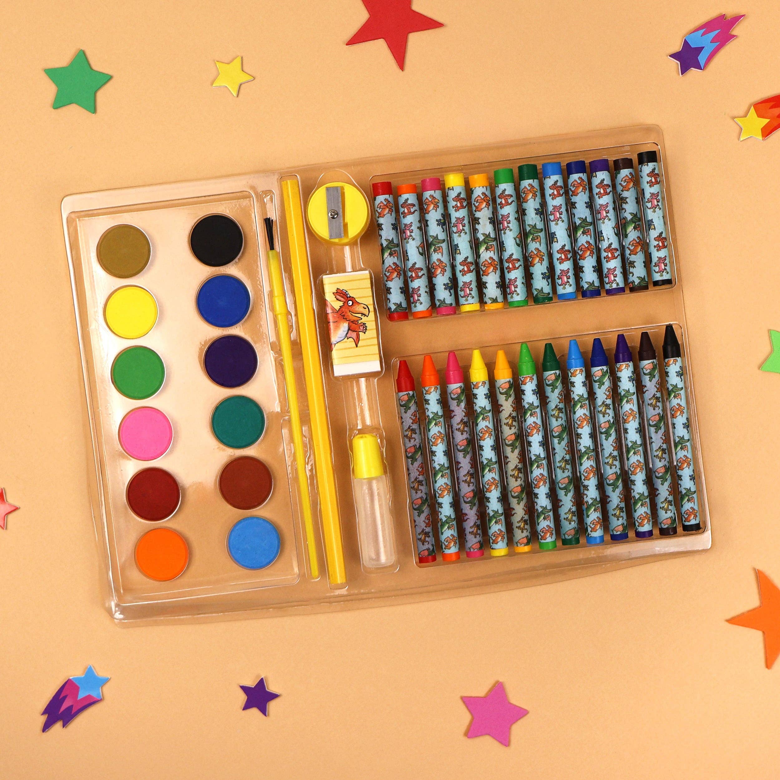 Robert Frederick Ltd – wholesale Art set – Child & baby – Zog Children's 42 Piece Art Set - For Ages 3 to 8 Years - Includes Paints and Crayons5