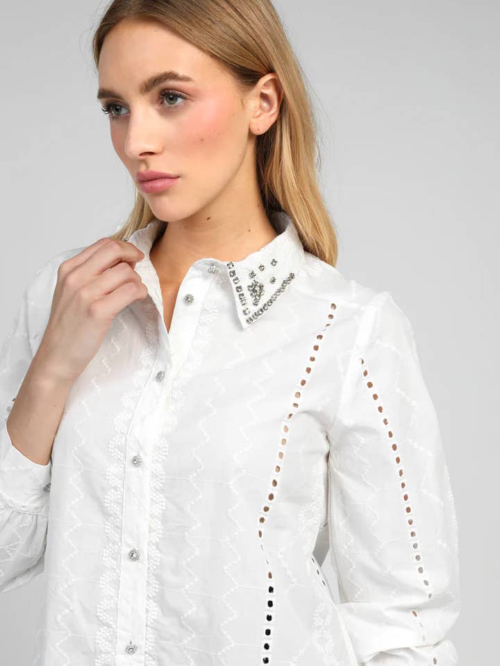 An'ge - Wholesale Button Down Shirt - Women's - SELIANY SHIRT white1