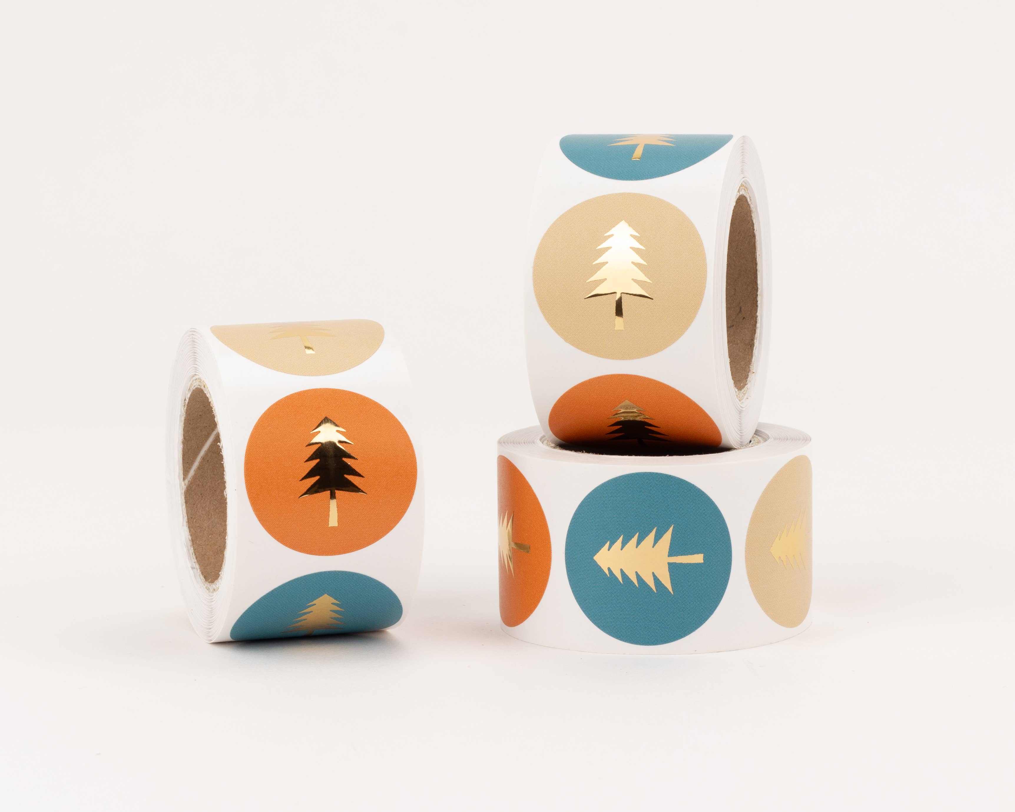 liebevoll verpackt - Vendita all'ingrosso Adesivo - Adesivo Abete, Arancione / Beige / Petrolio 35mm