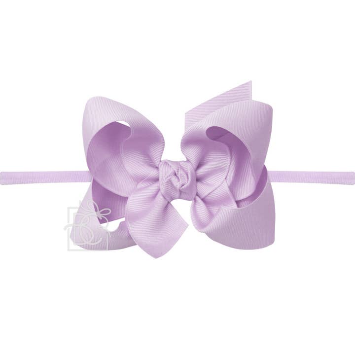 Beyond Creations, LLC - Wholesale Fashion Headband - Kids - 1/4" NYLON PANTYHOSE HEADBAND W/SIGNATURE GROSGRAIN BOW