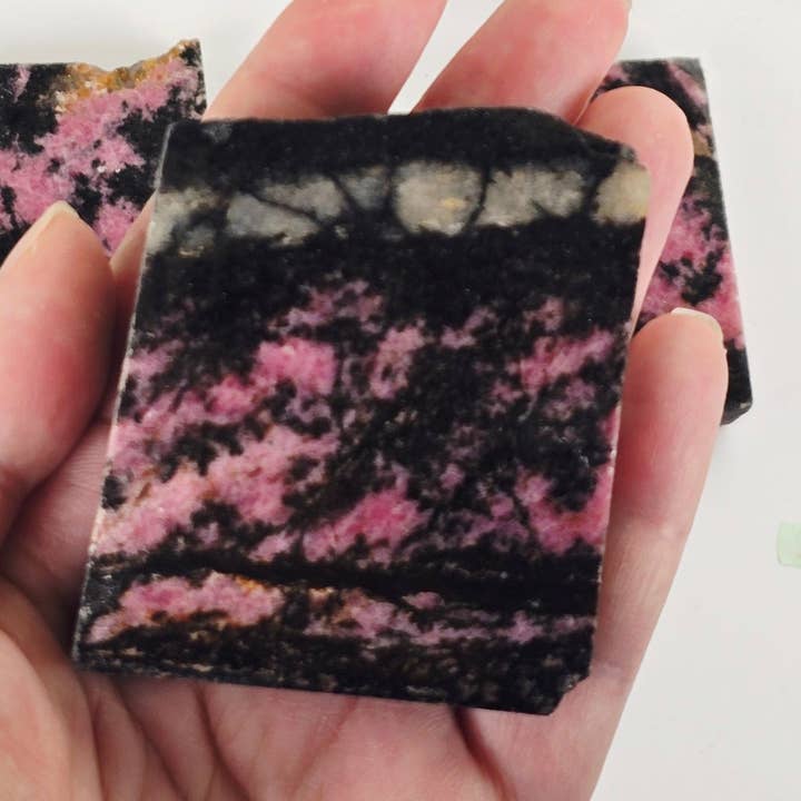 Rhodonite Semi Polished Crystal Slab - You Choose for wholesale by Rock Paradise