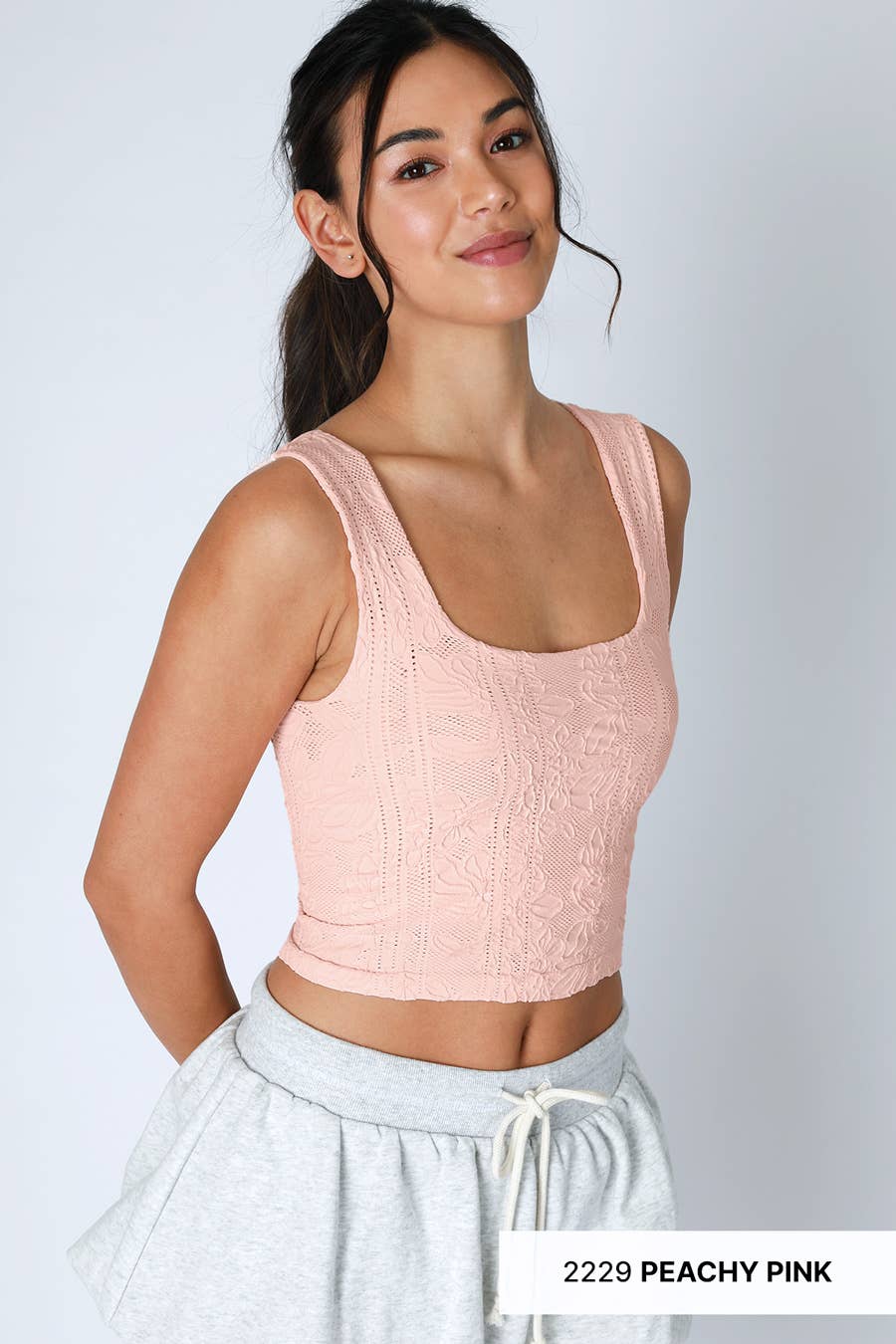 NIKIBIKI - Wholesale Knit Top - Women's - NS8396 - Double Lace Square Crop Top0