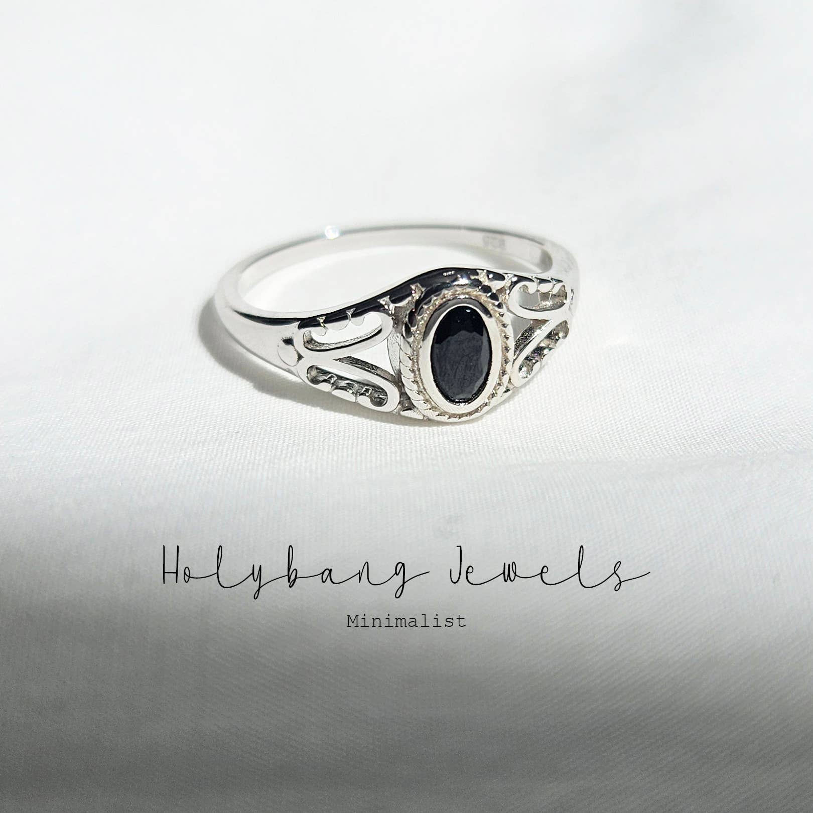 HolyBang Jewels - Wholesale Ring met een steen/solitaire ring - VINTAGE ONYX KANTEN RING - R-F26232