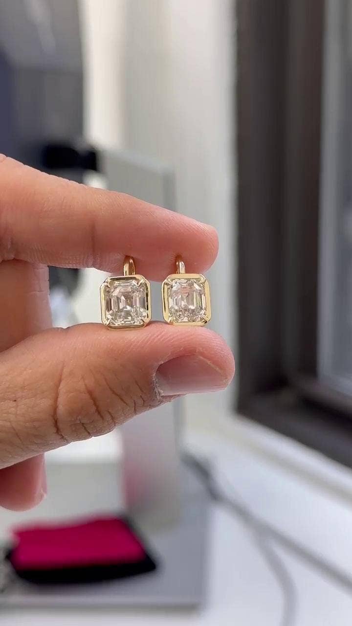 Nova Jewels LA - Wholesale Stud/Post Earrings - Antique Asscher Cut Stud Earrings |  IGI Certified5