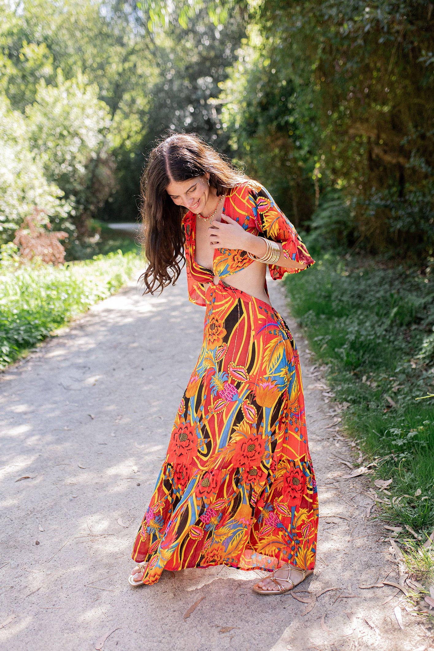 Piti Cuiti - Vendita all'ingrosso Vestito - Donna - Vestito rosso con tagli Positano1