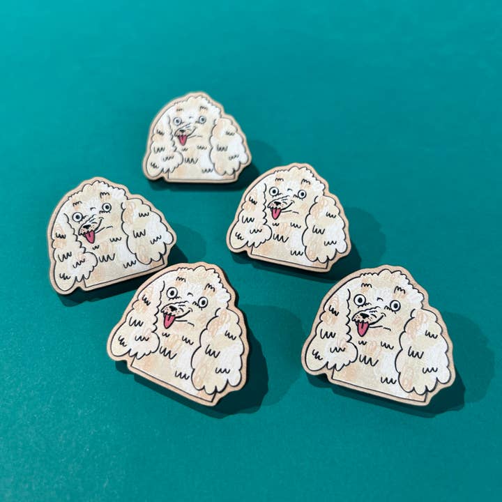 Bichon Frise Dog illustrated Wooden Pin for wholesale by Fernandes Makes