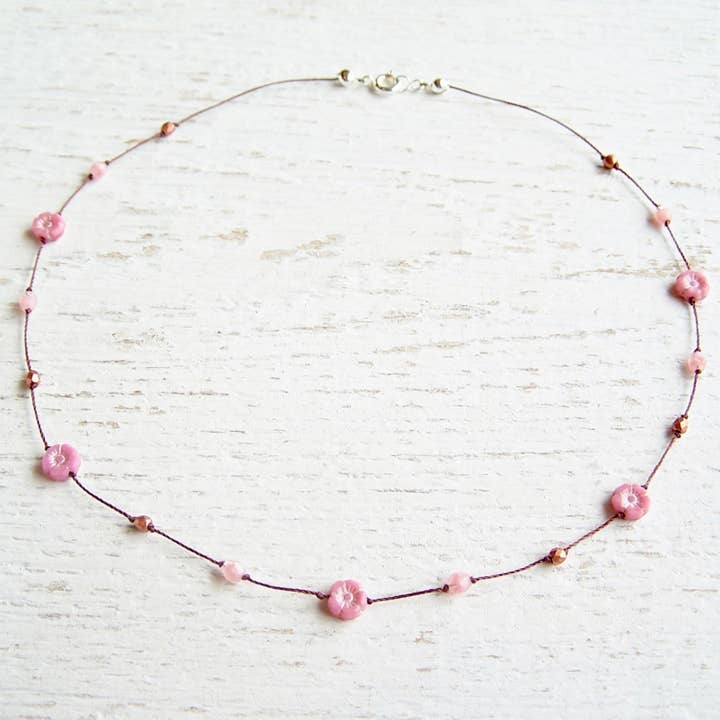 Jo Bird Jewelry - Wholesale Beaded/Pearl Necklace - Petit Hibiscus Necklace