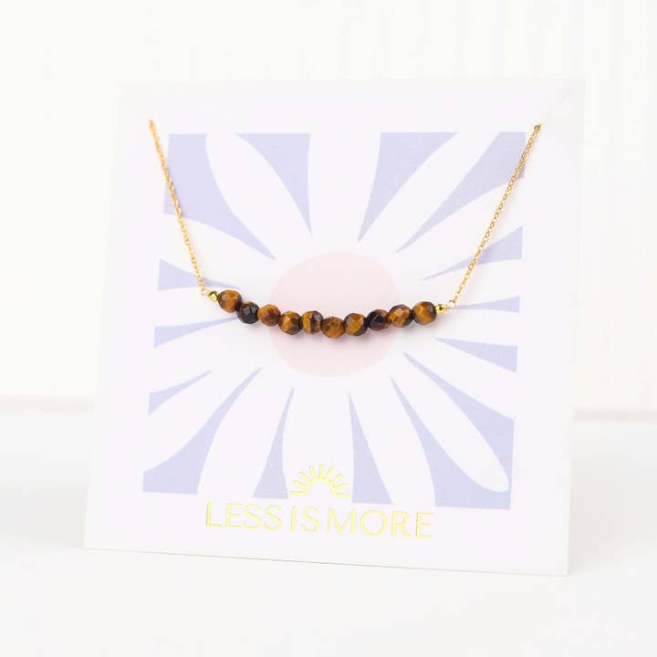 Tiger Eye Smile Necklace (Gold or Silver) for wholesale by Less is More
