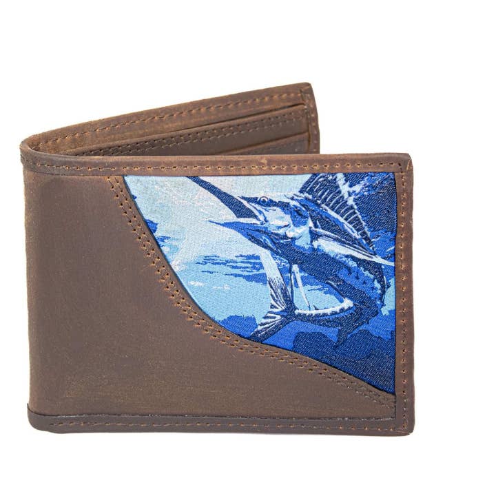 Marlin Men's Bifold Woven Patch Leather Wallet. for wholesale by Zep-Pro