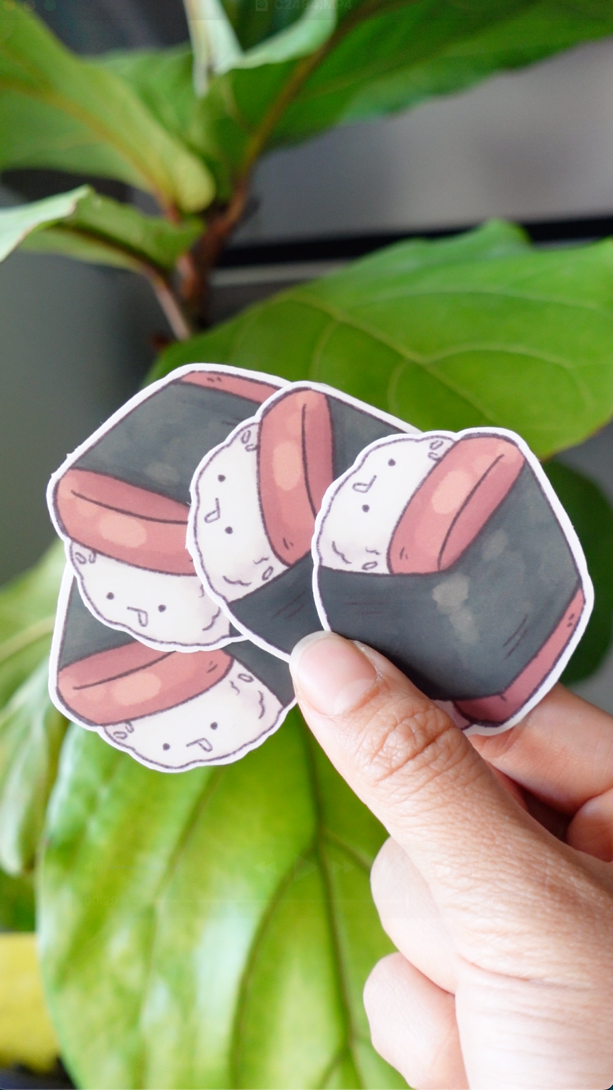 Claudine Castro Art - Wholesale Sticker - Spam Musubi drooling face sticker, stationery, hawaiian food1