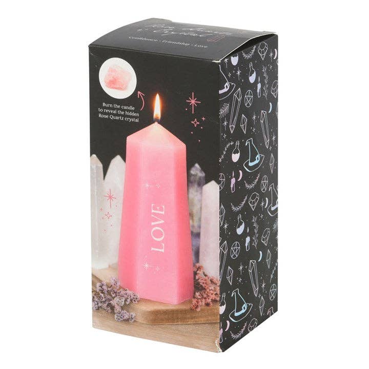 Something Different Wholesale - Wholesale Novelty Candle - Love Crystal Candle with Rough Rose Quartz