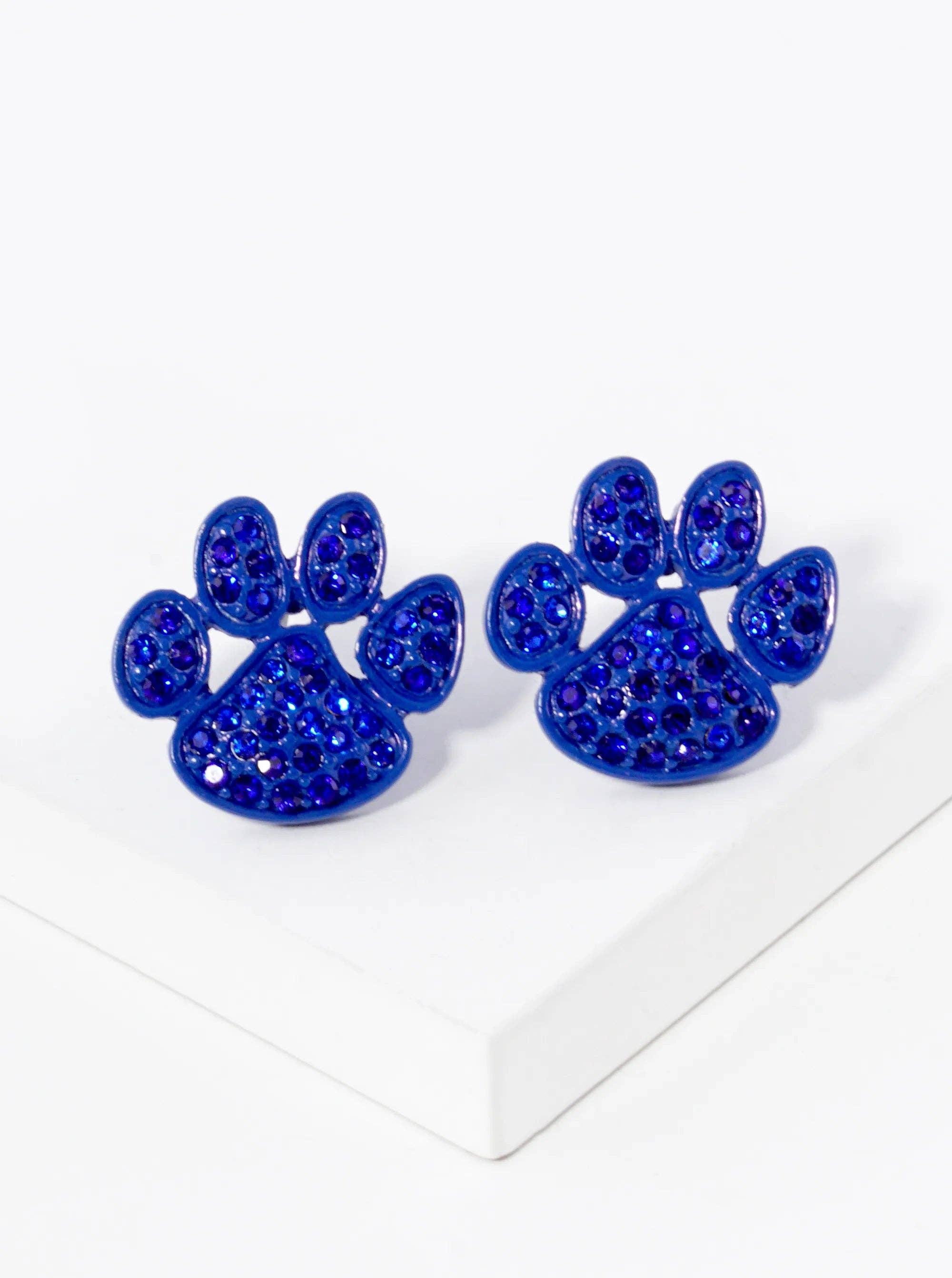 Wild Honey - Wholesale Stud/Post Earrings - Crystal Pave Dog Paw Game Day Mascot Post Stud Earrings9